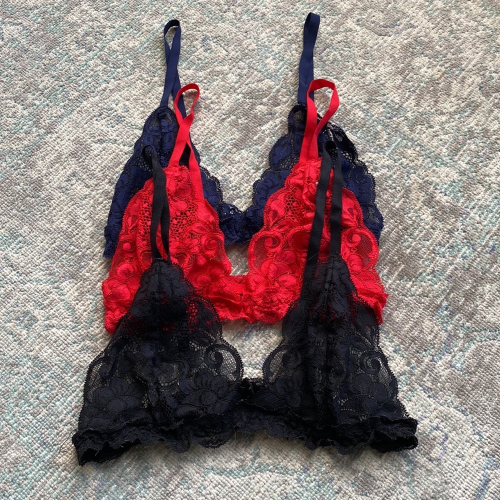 BUNDLE We are HAH the HAH Chi Bra Little lace bralette black red navy small
